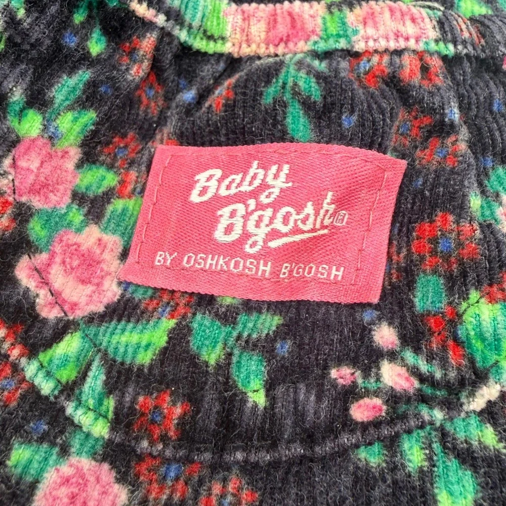 Vintage 24M Baby B'Gosh OshKosh Floral Corduroy Overalls Vestbak Cottagecore USA